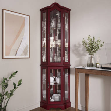 Erastus lighted corner curio 2024 cabinet red barrel studio